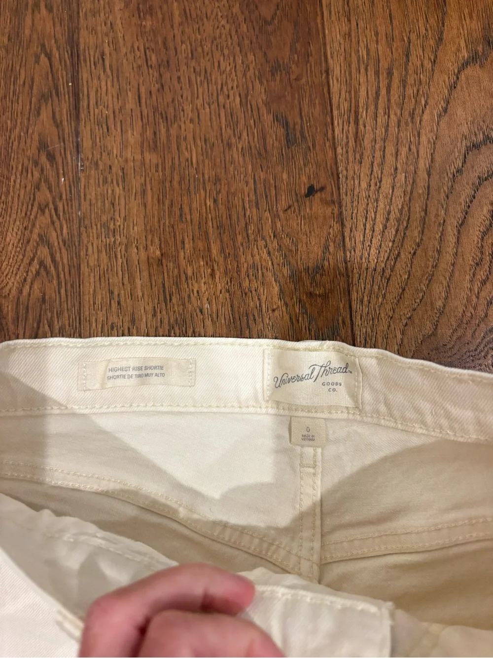 Universal Thread Cream Frayed Hem Denim Shorts